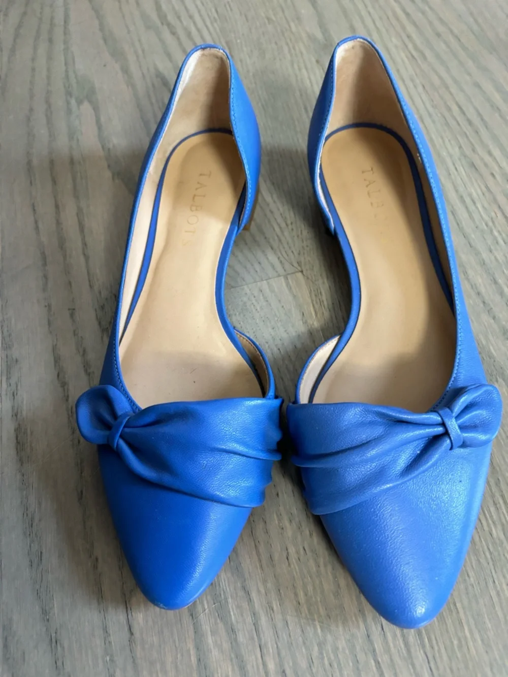 Talbots EDISON PLEATED DORSAY FLATS - NAPPA LEATHER Blue women’s size 7.5